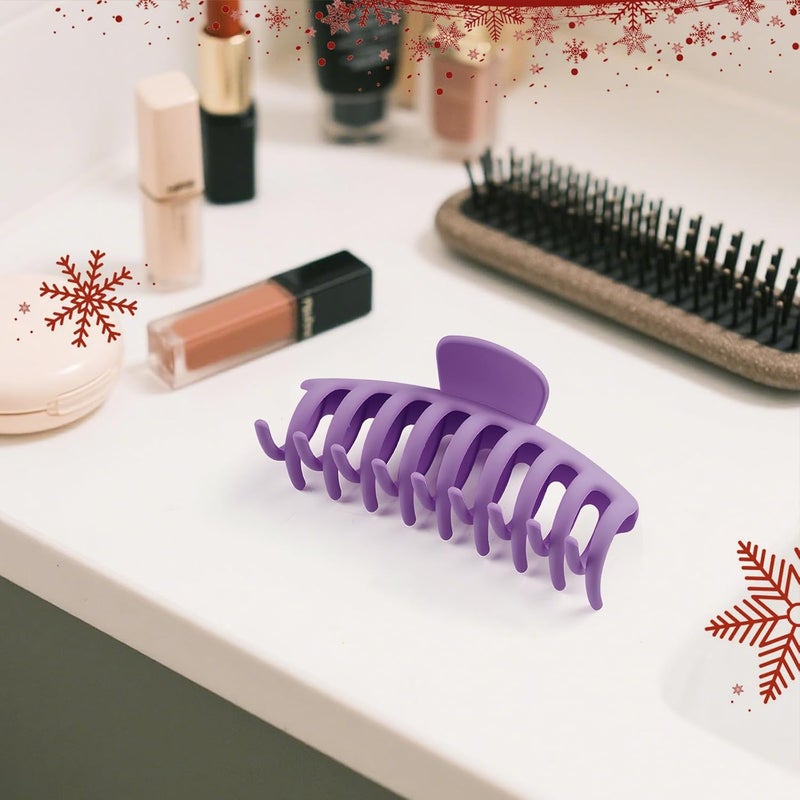 TOCESS Hair Claw Clips for Women - 8PK Large Neutral Matte Jumbo Hair Clips for Thick, Thin, Long, Short, Curly Hair Girls, Big Jaw Clip Set for Daily Use (Violet Purple) - Image 4